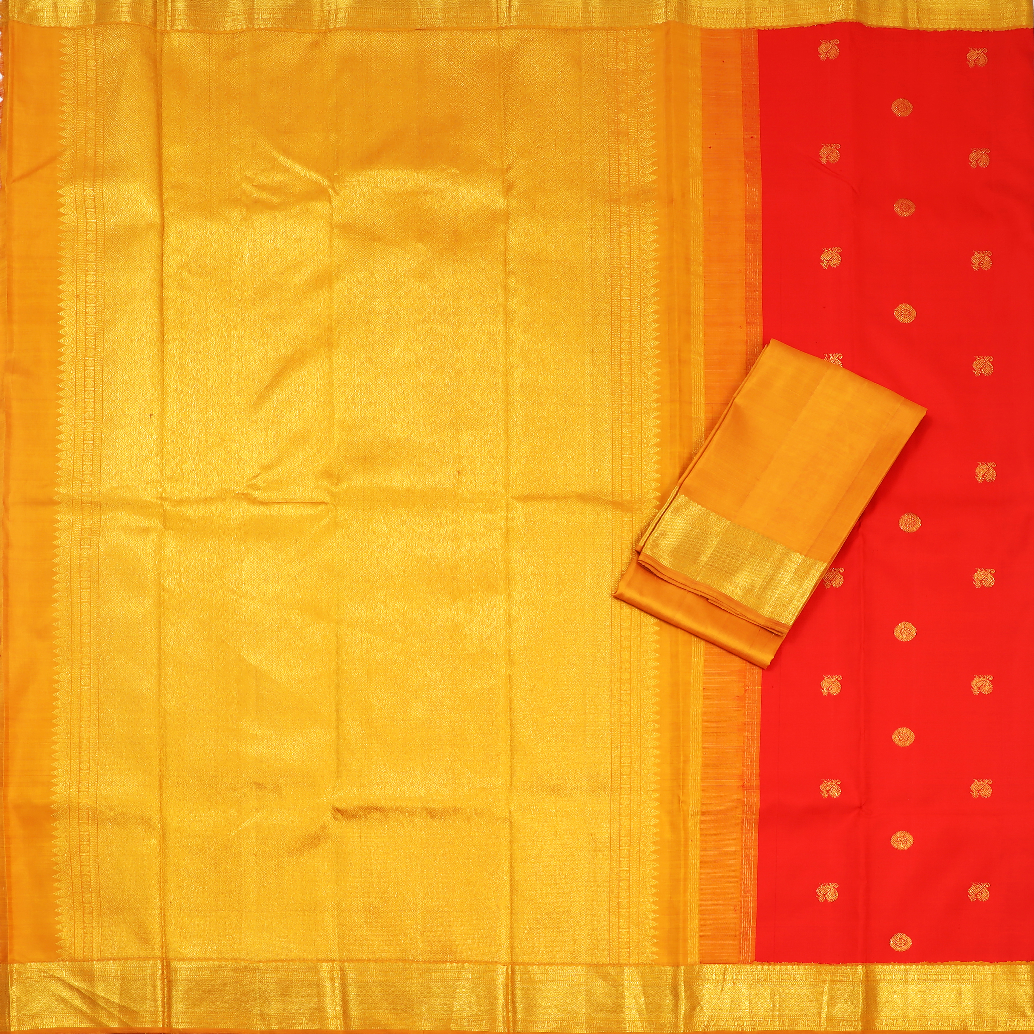 Coral and Mustard yellow korvai