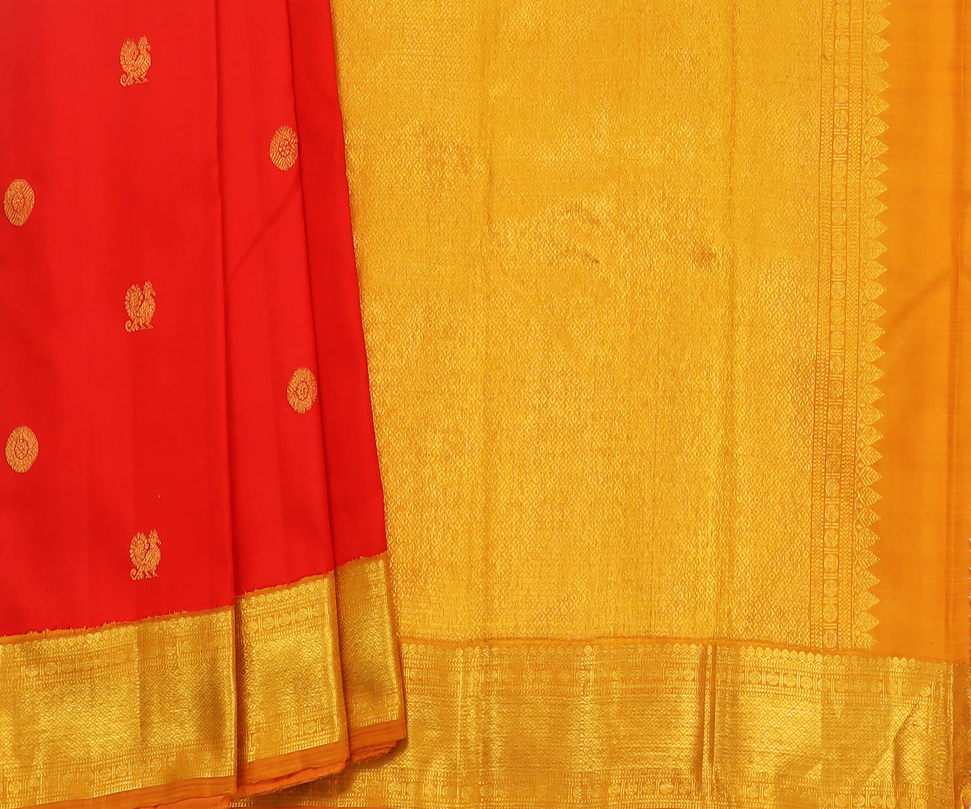 Coral and Mustard yellow korvai