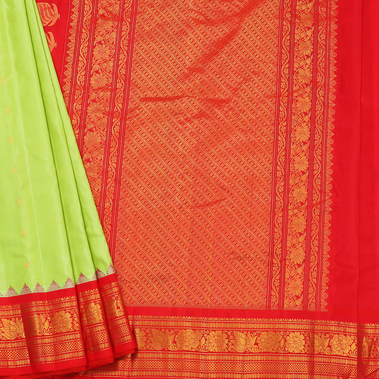 Parrot green with Red and Bottle Green borders