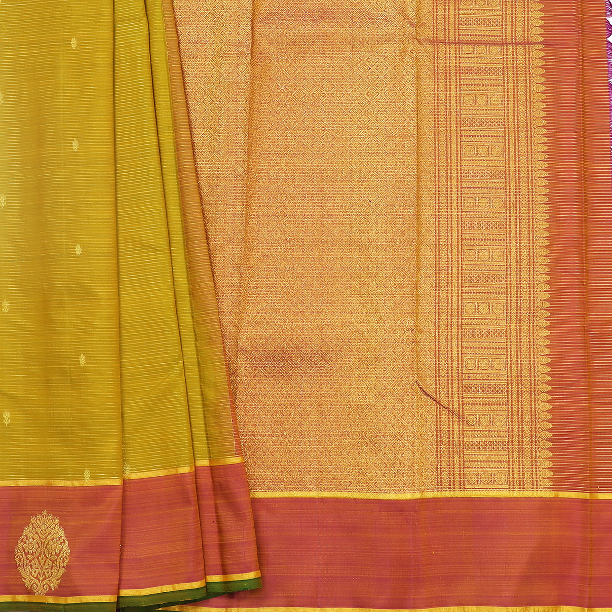 Mehendi Green and Pink vairaoosi korvai