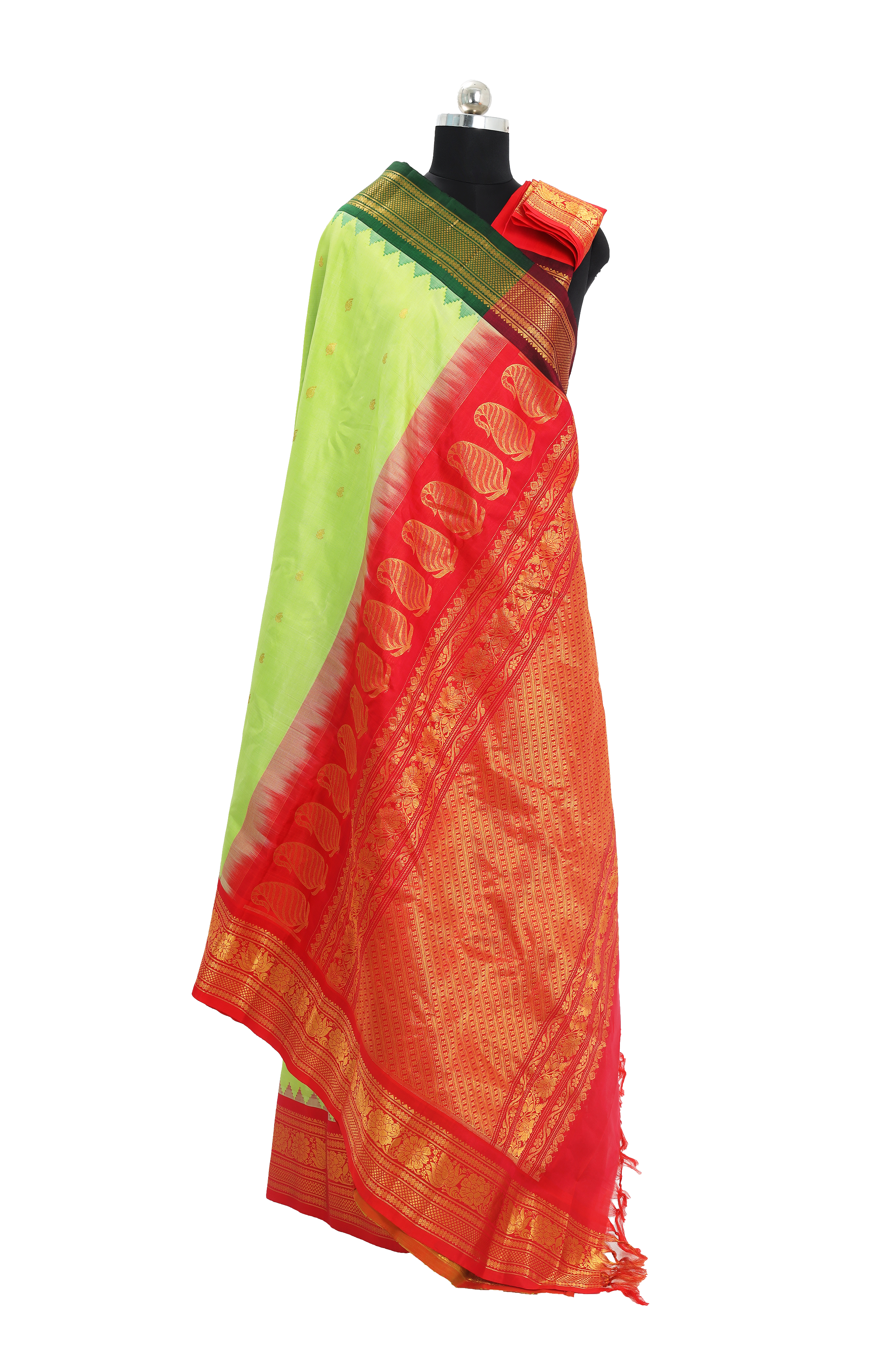 Parrot green with Red and Bottle Green borders