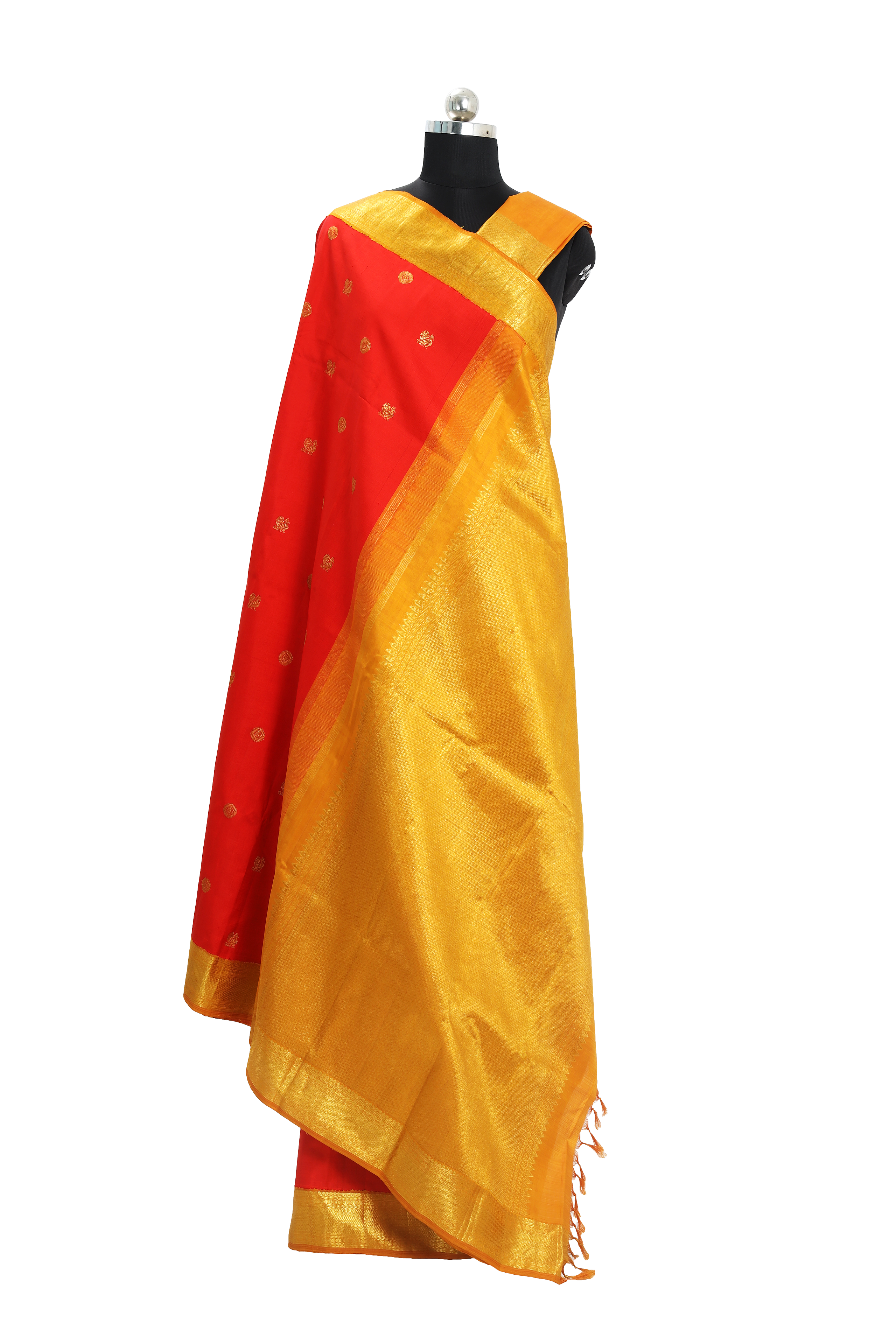 Coral and Mustard yellow korvai
