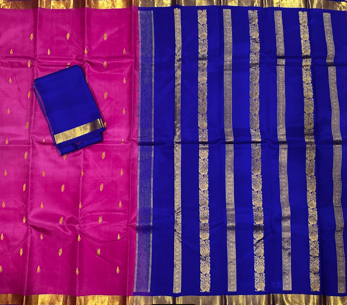Lotus Pink with Ink Blue korvai