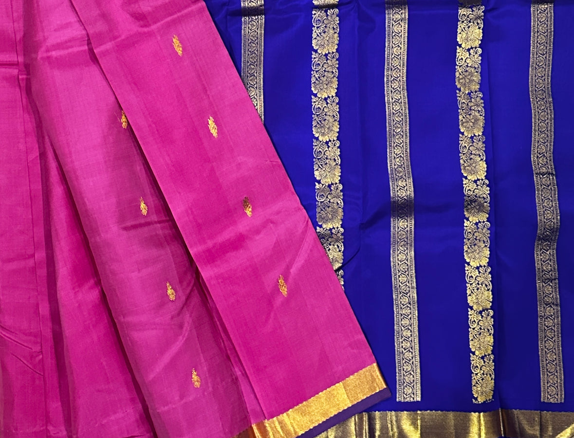 Lotus Pink with Ink Blue korvai