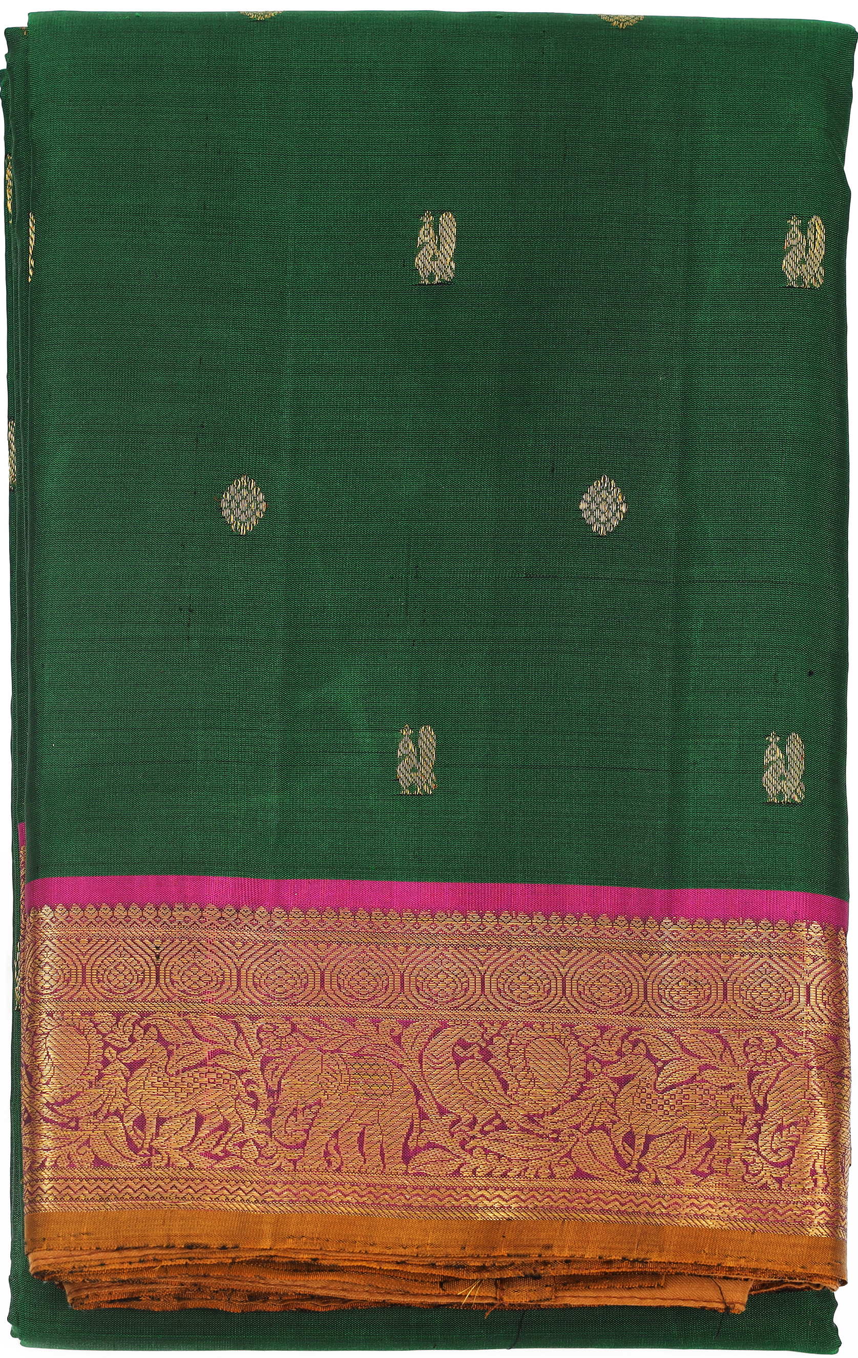 Bottle green with Magenta korvai