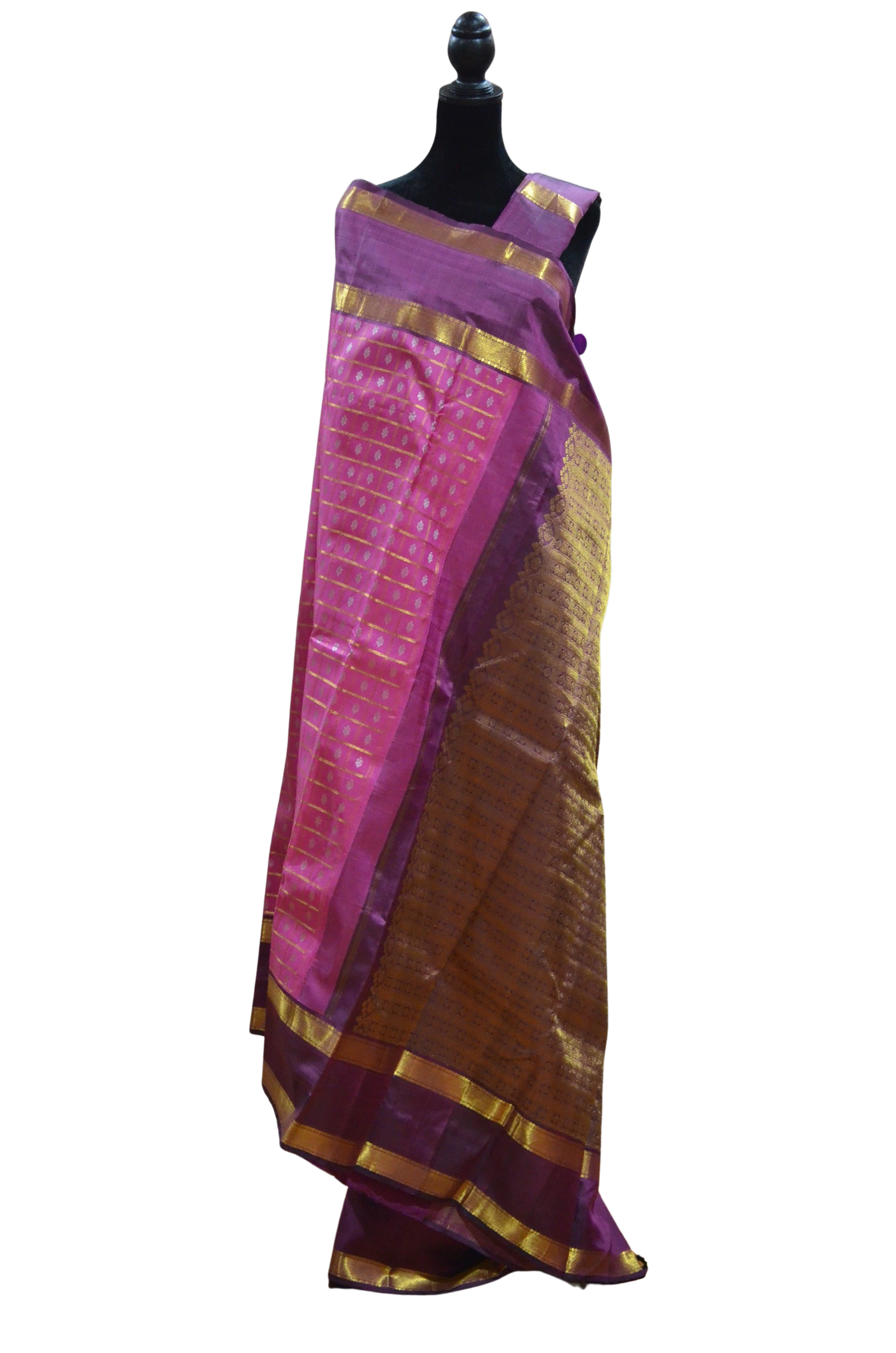Pink and Magenta Rettai Pettu Korvai