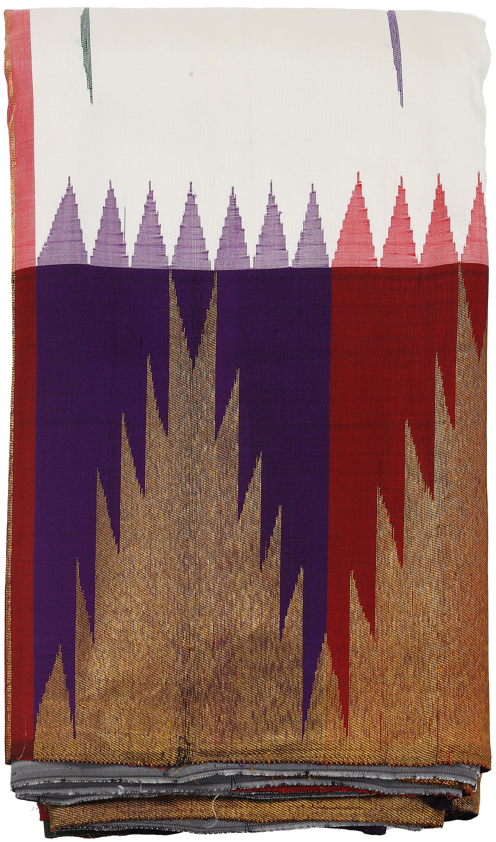 White with Maroon multi color temple border
