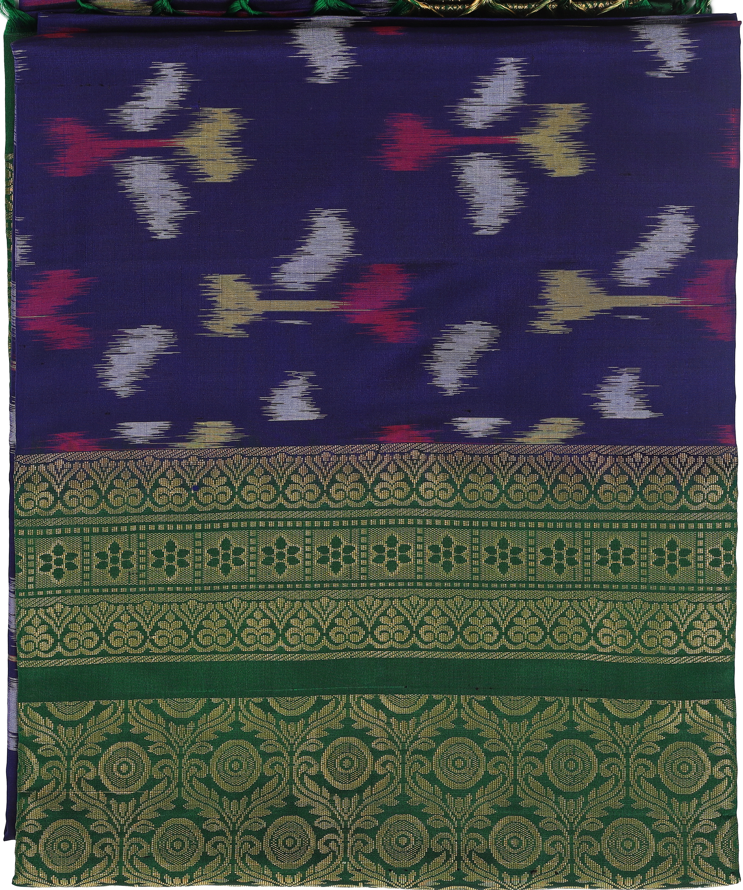 Blue with dark green kanchi borders