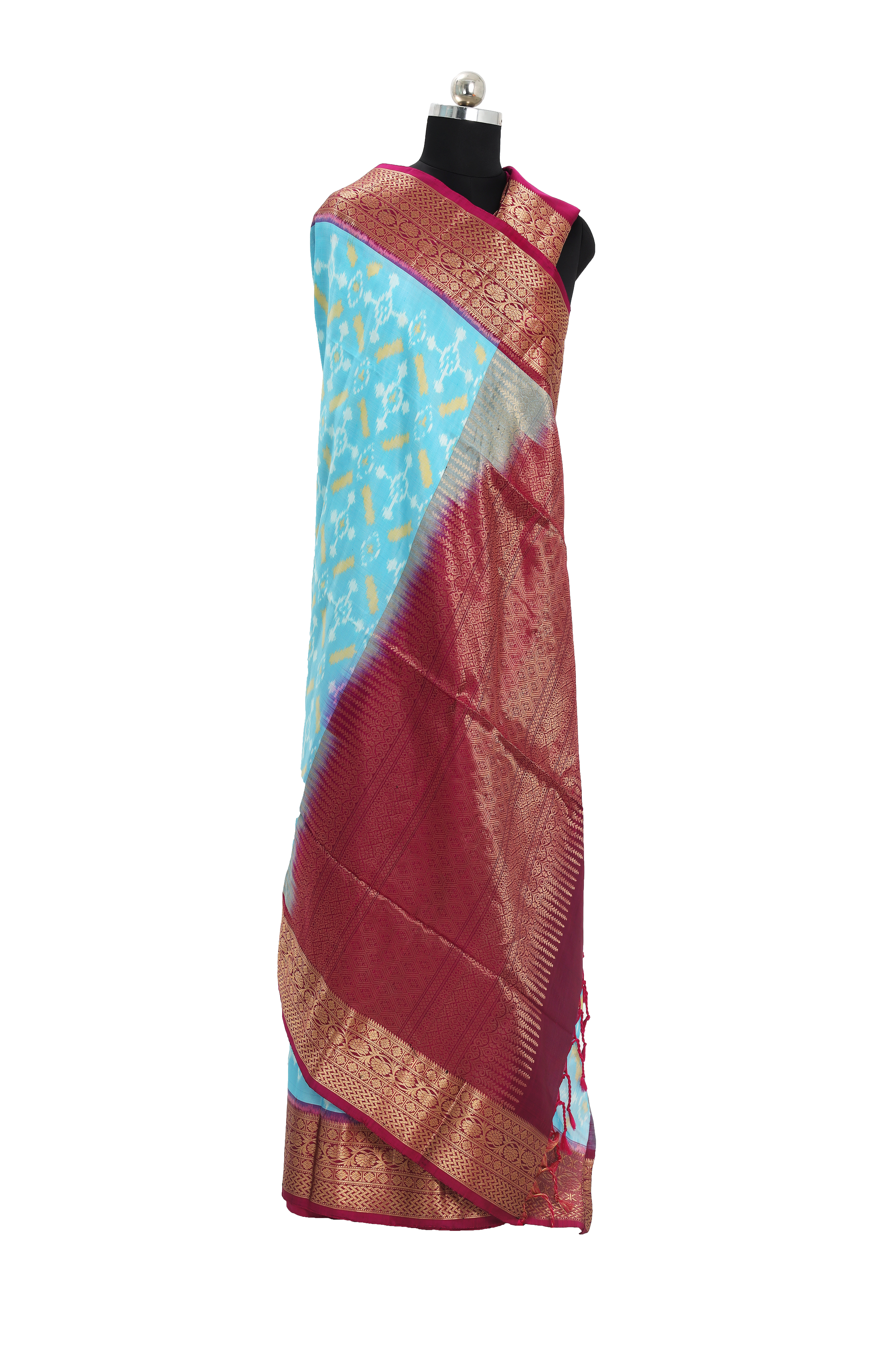 Blue with Magenta kanchi border
