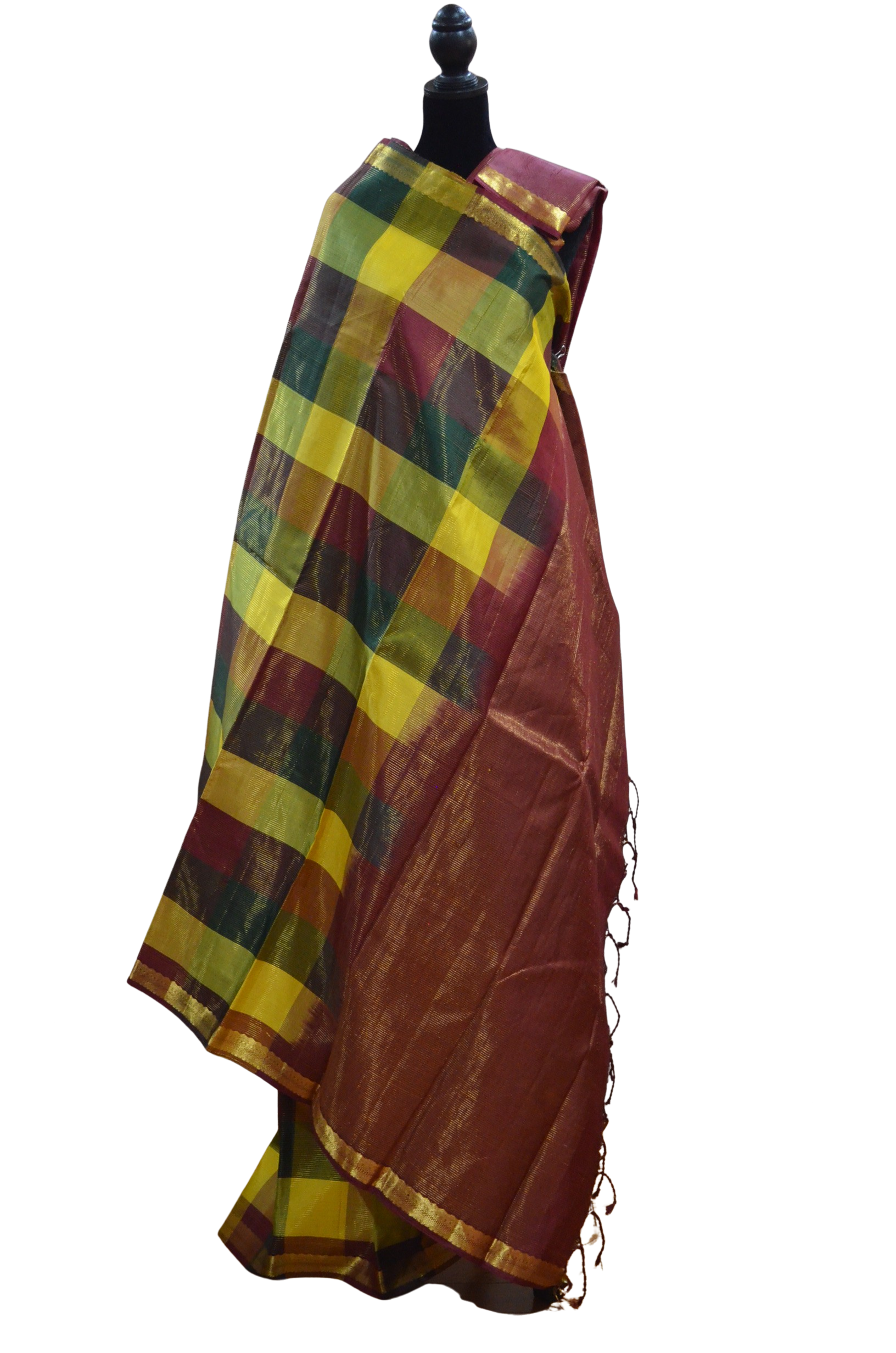 Maroon, Yellow and Green Checks Vairaoosi